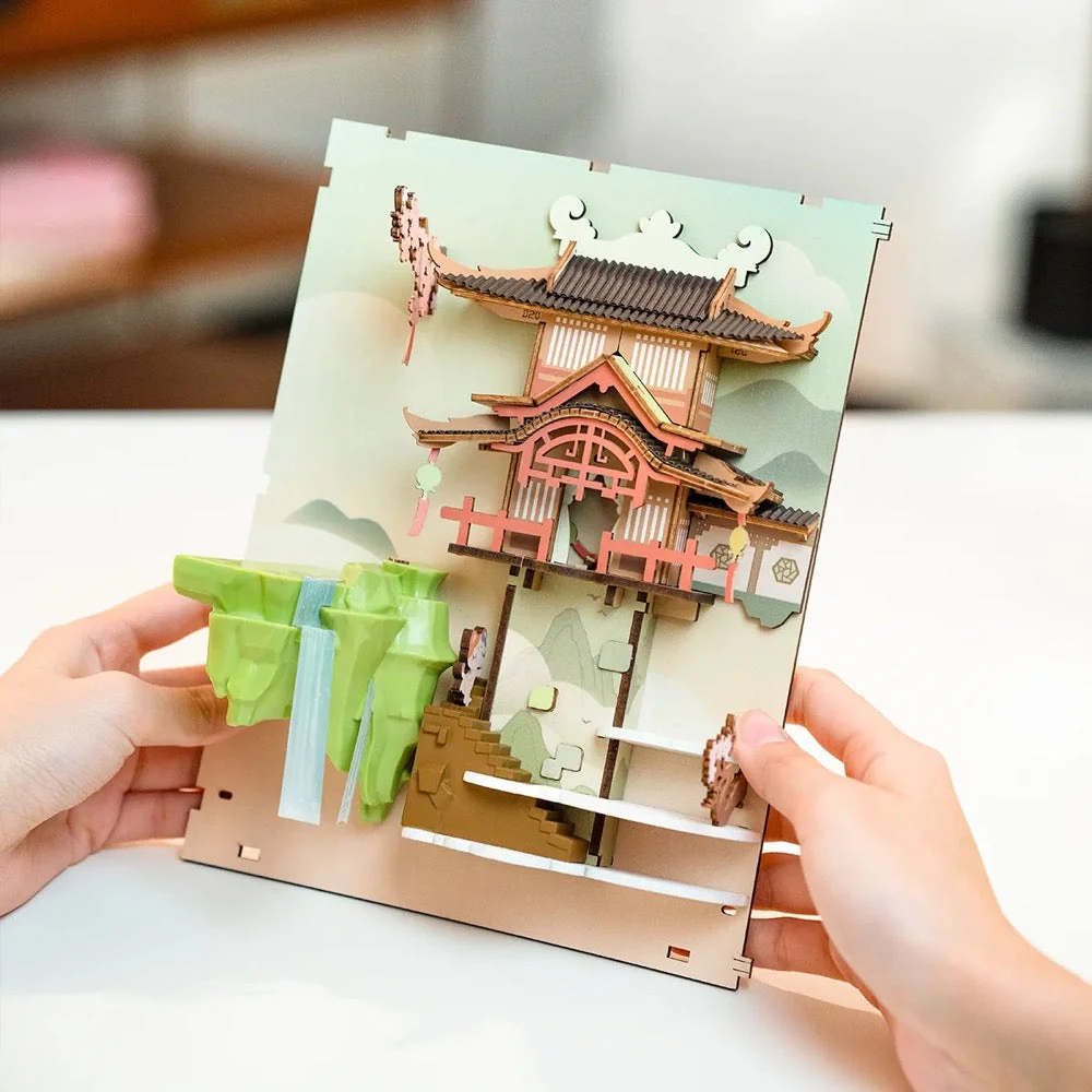 Robotime Rolife DIY Bookends Falling Sakura - Image 9