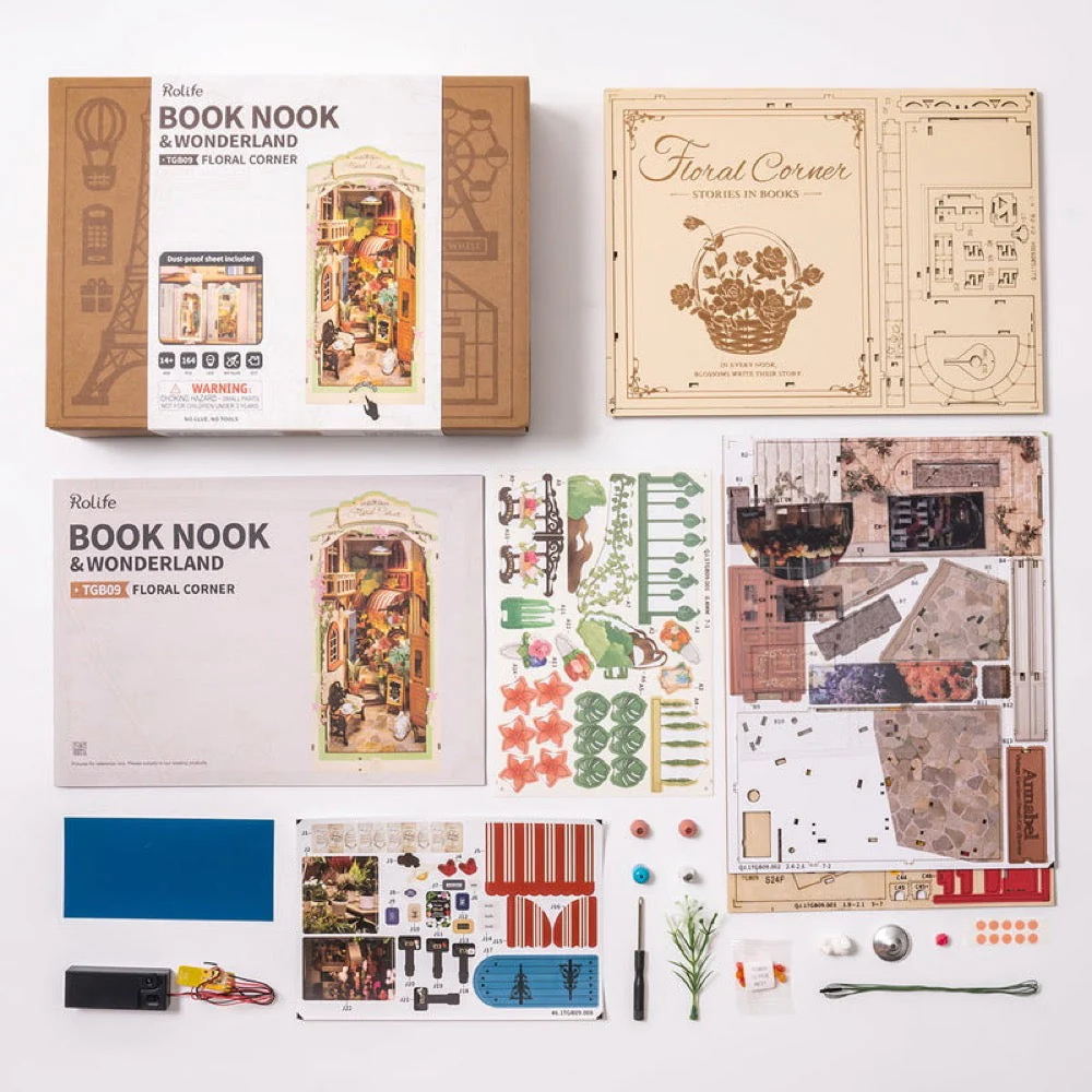 Robotime Rolife DIY Bookends Foral Corner - Image 5