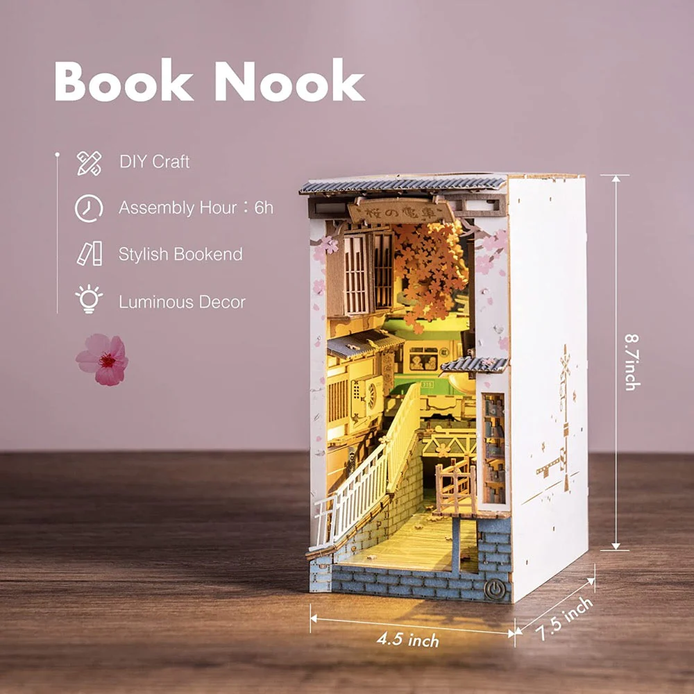 Robotime Rolife DIY Bookends Sakura Densya - Image 5