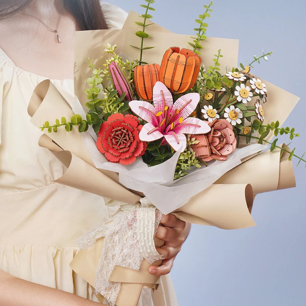 Robotime Wood Bloom Pink Lily - Image 6