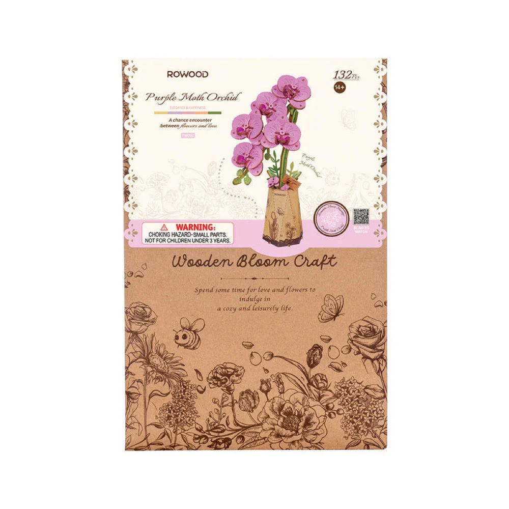 Robotime Wood Bloom Purple Moth Orchid - Image 5