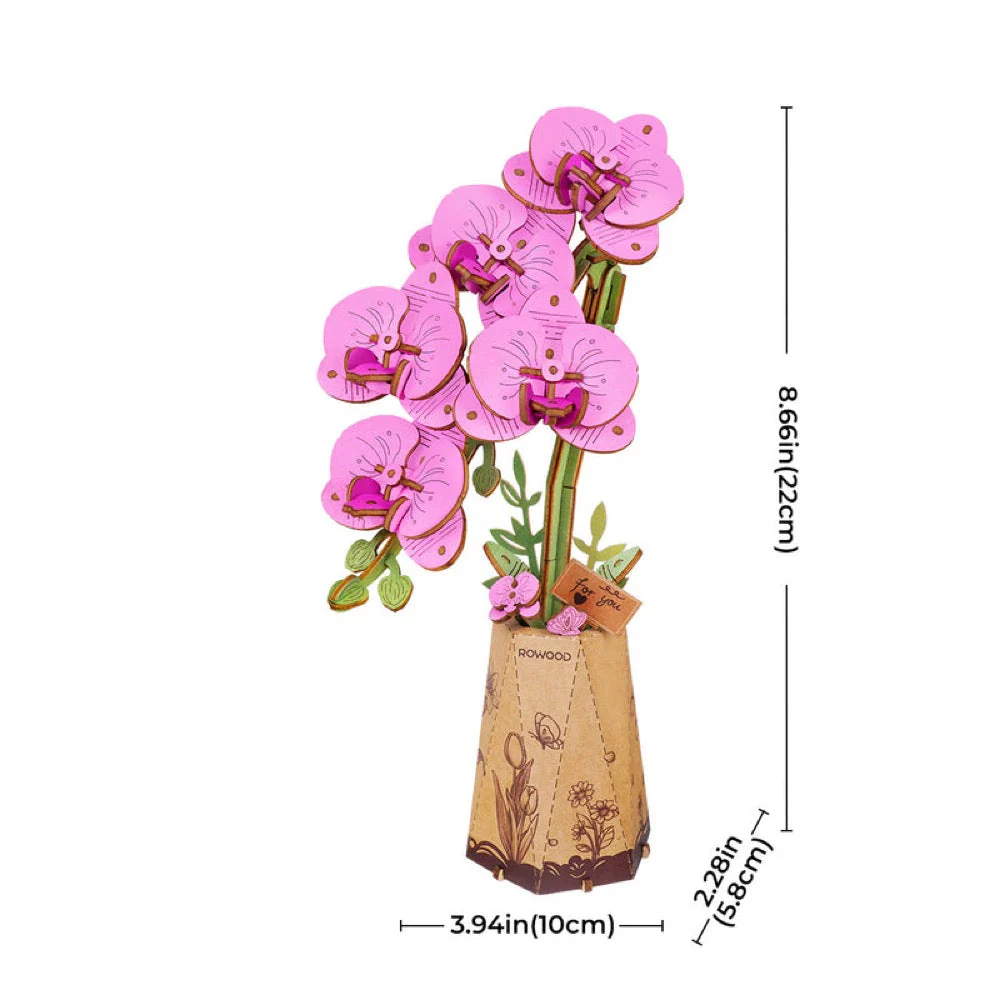 Robotime Wood Bloom Purple Moth Orchid - Image 6
