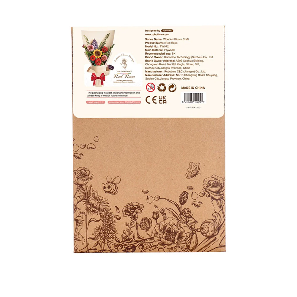 Robotime Wood Bloom Red Rose Flower - Image 5