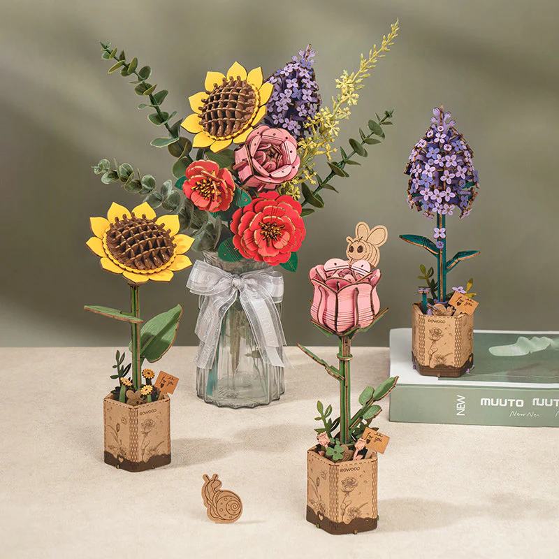 Robotime Wood Bloom Sunflower Flower - Image 4