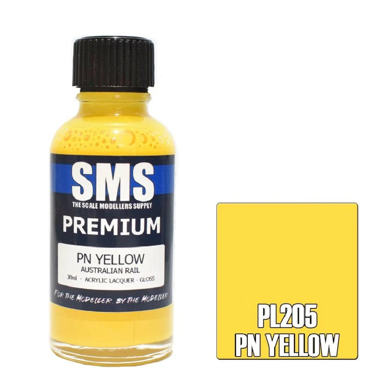 SMS PL205 Premium Acrylic Lacquer Australian Rail PN Yellow 30ml