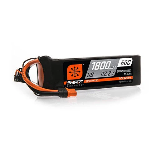 Spektrum 1800mah 6S 22.2v 50C Smart LiPo Battery with IC3 Connector (SPMX18006S50)