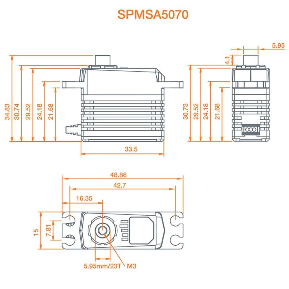 Spektrum SPMSA5070 A5070 High Torque High Speed Mini MG HV Servo - Image 3