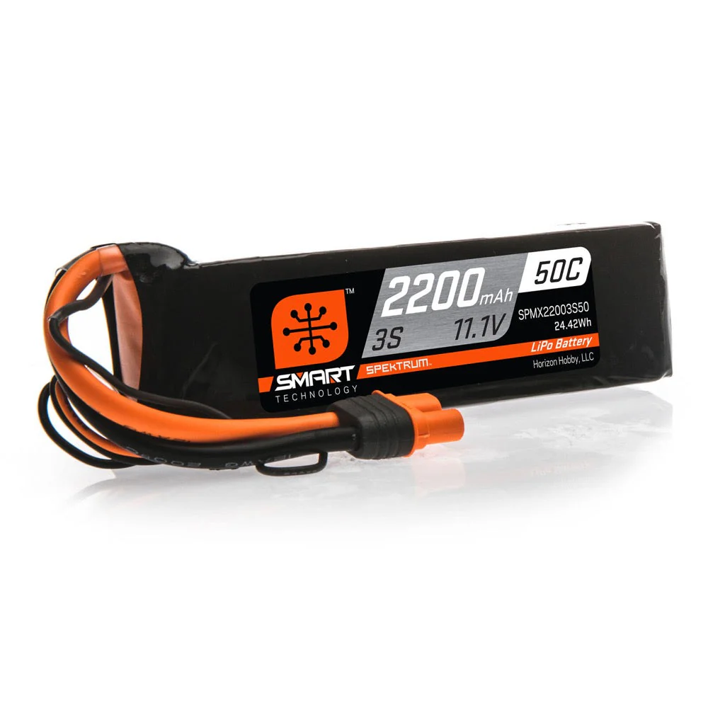 Spektrum SPMX22003S50 2200mah 3S 11.1v 50C Smart LiPo Battery with IC3 Connector