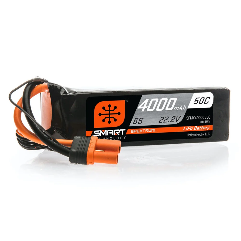 Spektrum SPMX40006S50 4000mah 6S 22.2v 50C Smart LiPo Battery with IC5 Connector