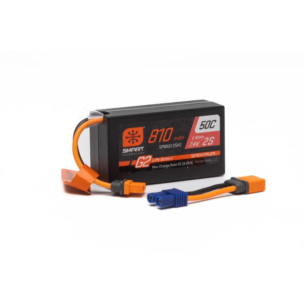 Spektrum SPMX812SH2 810mAh 2S 7.4V Smart G2 50C LiPo Battery with IC2 Connector - Image 2