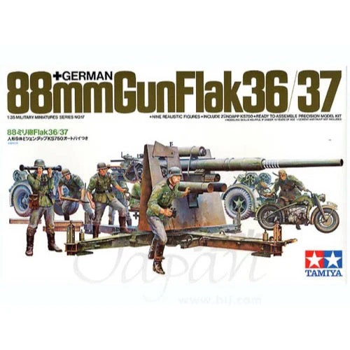 Tamiya 35017 1/35 German 88mm Gun Flak 36/37 With Trailer