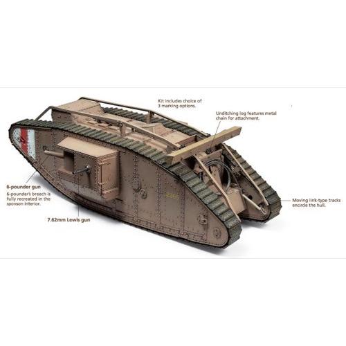 Tamiya 30057 1/35 WWI British Tank Mk.IV Male With Single Motor - Image 24