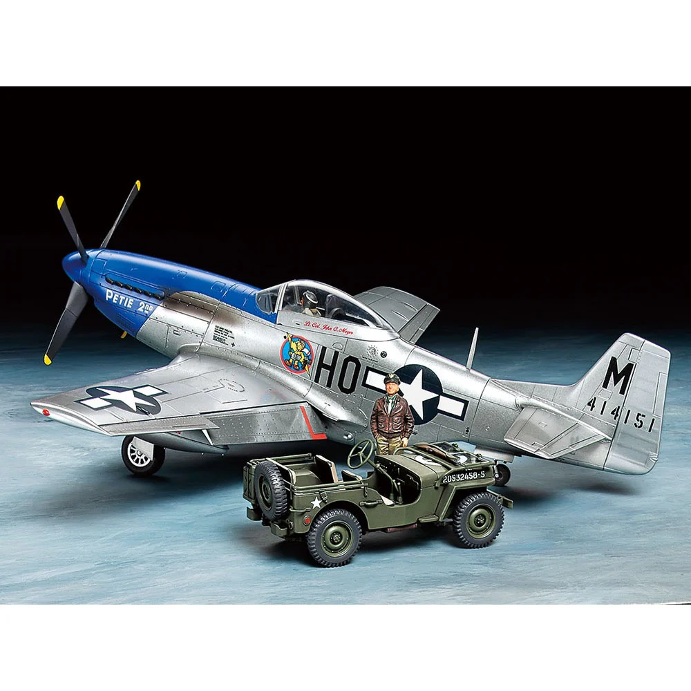 Tamiya 25205 1/48 North American P-51D Mustang and 1/4 Ton 4x4 Light Vehicle Set - Image 2