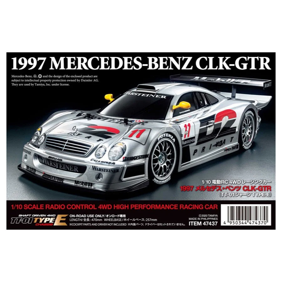Tamiya 47437 1/10 1997 Mercedez-Benz CLK-GTR RC Car Kit (TT-01 Type-E Chassis) - Image 2