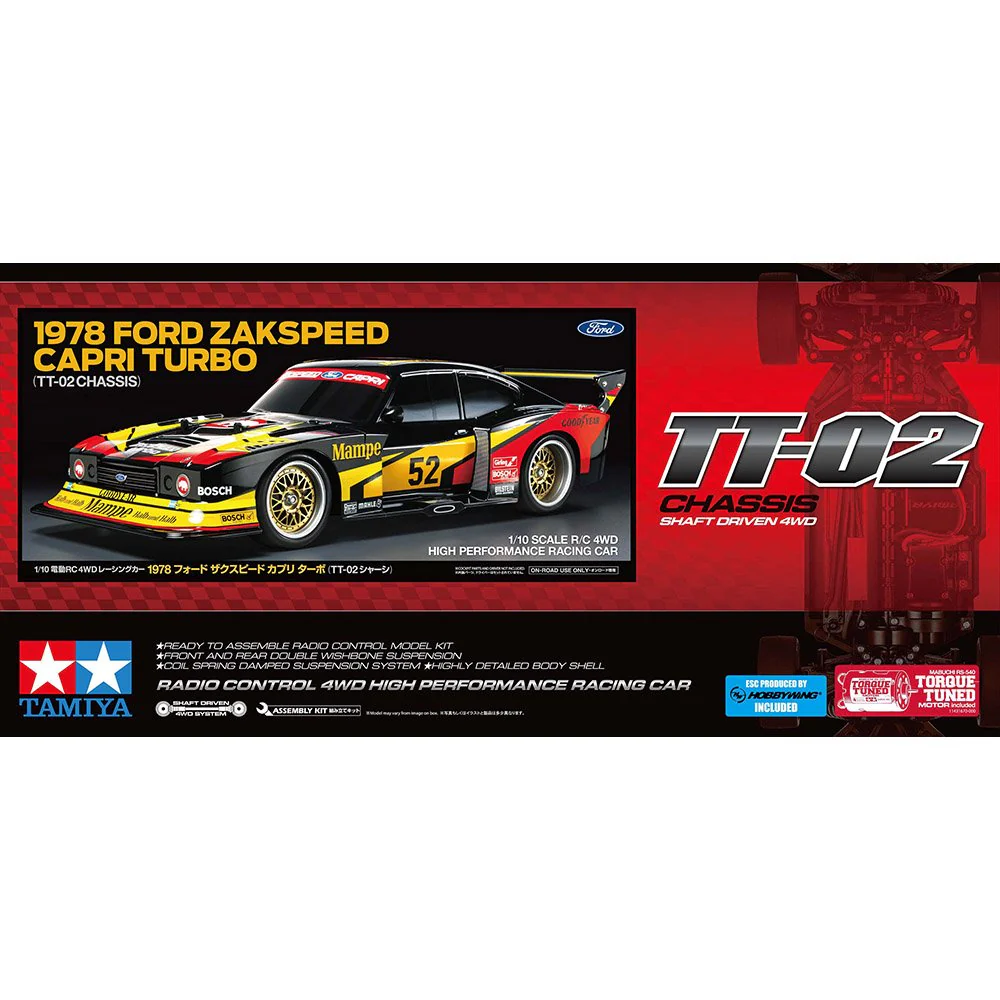 Tamiya 47526 1/10 1978 Ford Zakspeed Capri RC Car Kit (TT-02) - Image 2