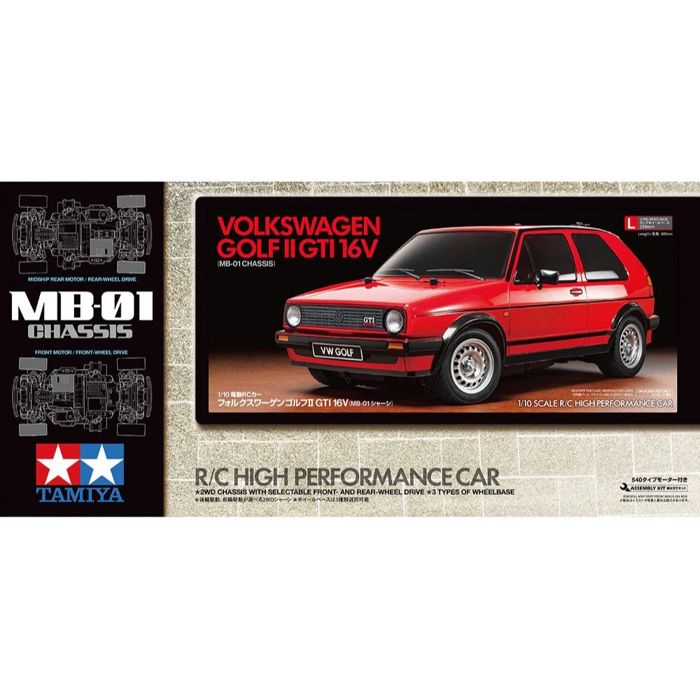 Tamiya 58748 1/10 Volkwagen Golf MK.II GTI 16V MB-01 RC Car Kit - Image 2