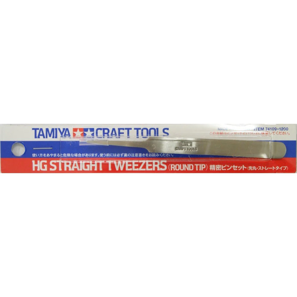 Tamiya 74109 HG Straight Tweezers Round Tip - Image 2