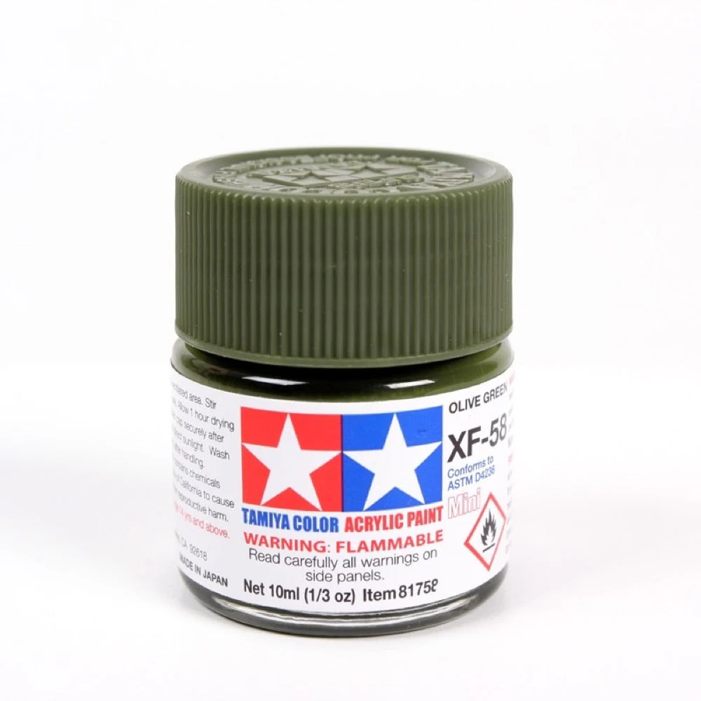 Tamiya 81758 Acrylic Paint XF-58 Flat Olive Green 10ml
