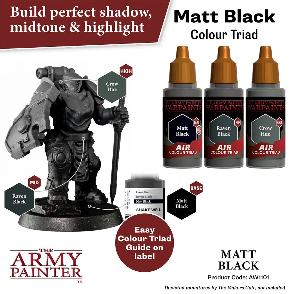 The Army Painter AW1101 Warpaints Air Matt Black 18ml Acrylic Paint - Image 3