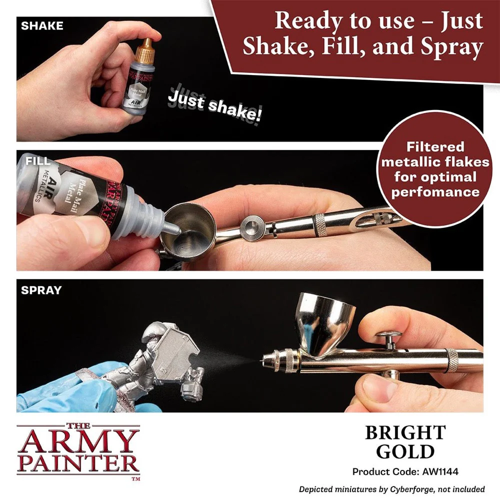 The Army Painter AW1144 Warpaints Air Bright Gold 18ml Acrylic Paint - Image 3