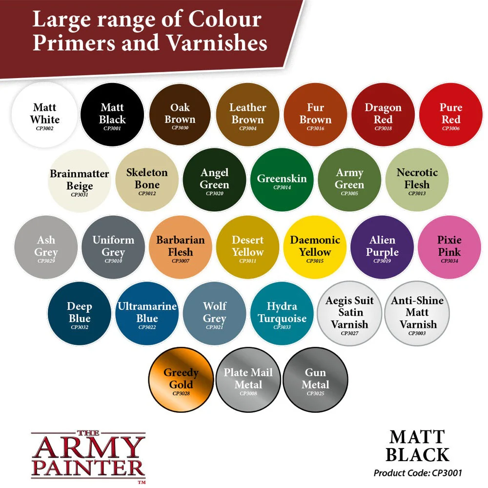 The Army Painter CP3001 Base Primer Matt Black 400ml Spray Paint - Image 6