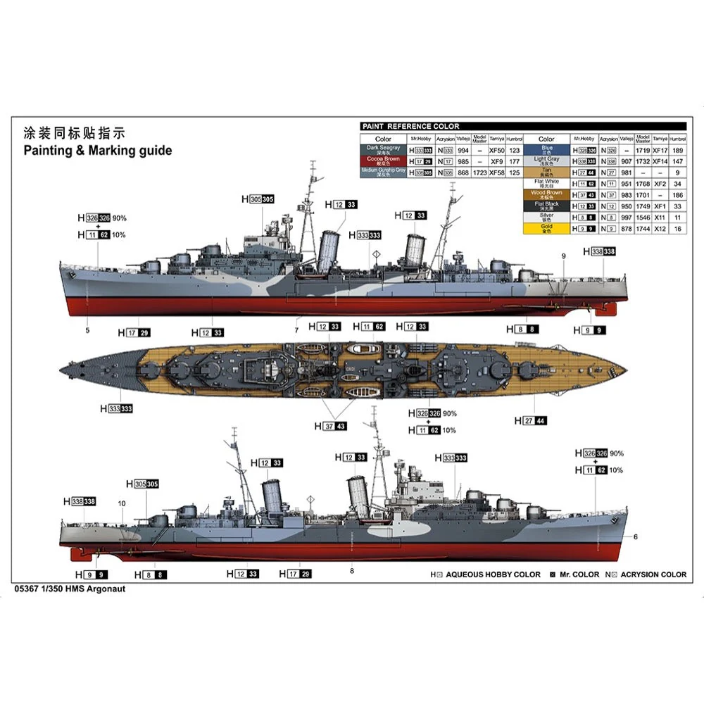 Trumpeter 05367 1/350 HMS Argonaut Dido-class Light Cruiser - Image 19