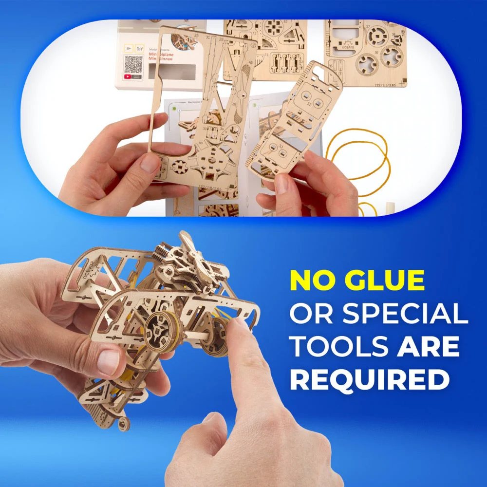 Ugears 70159 Mini Bi-Plane 84pc - Image 5