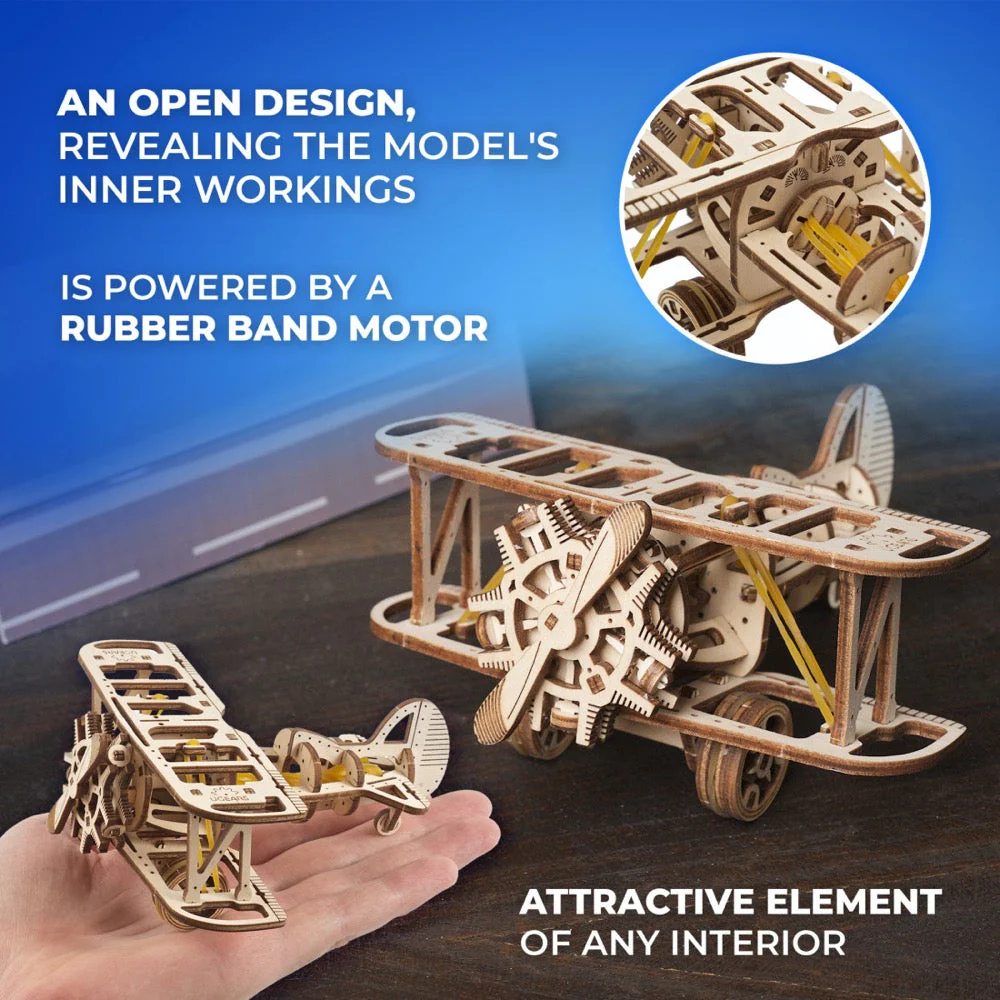 Ugears 70159 Mini Bi-Plane 84pc - Image 6