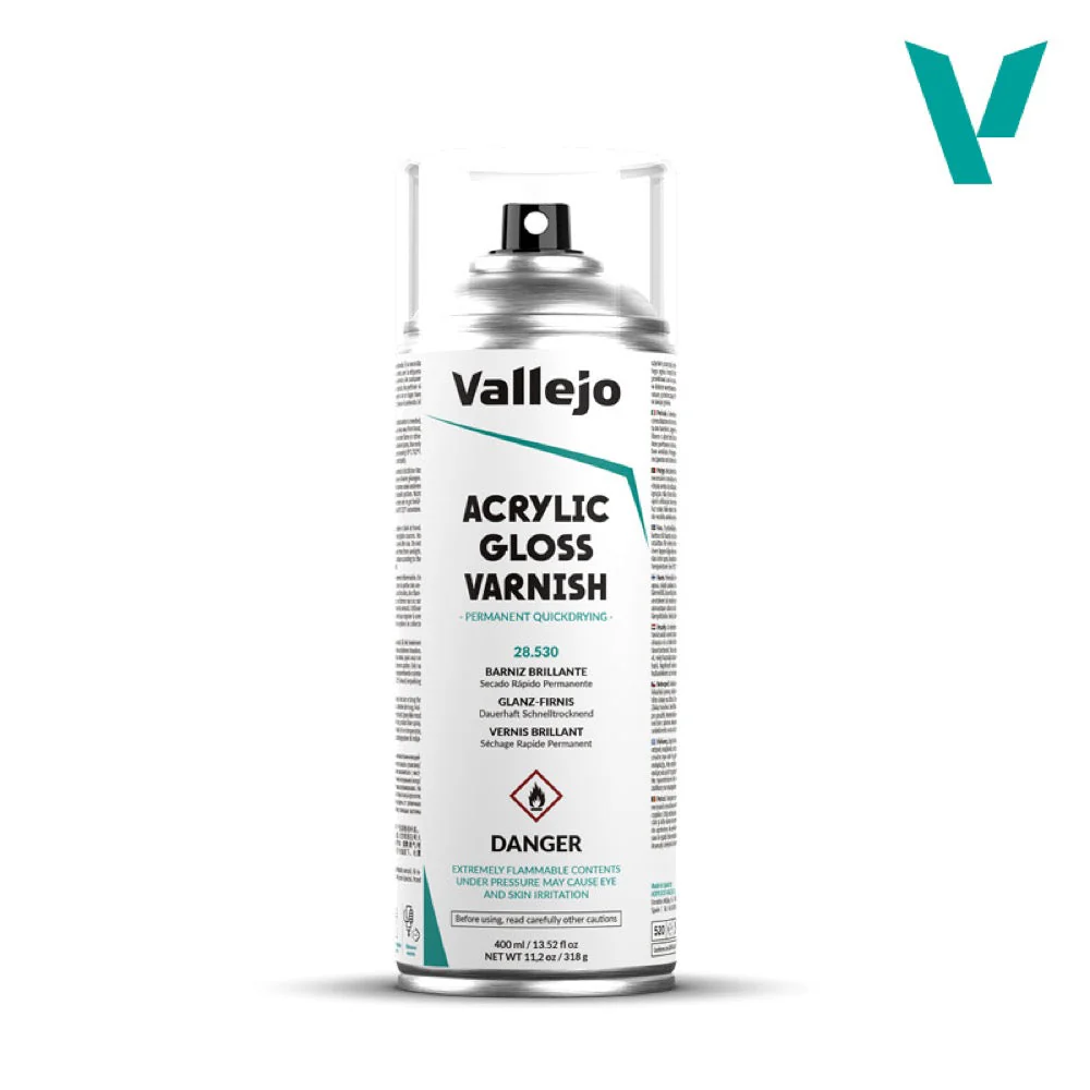 Vallejo 28530 Hobby Paint Acrylic Spray Gloss Varnish 400ml Aerosol