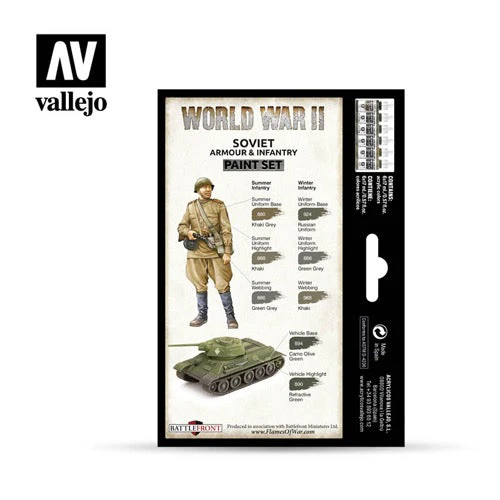 Vallejo 70202 Model Color WWII Soviet Armour and Infantry Acrylic 6 Color Paint Set - Image 2