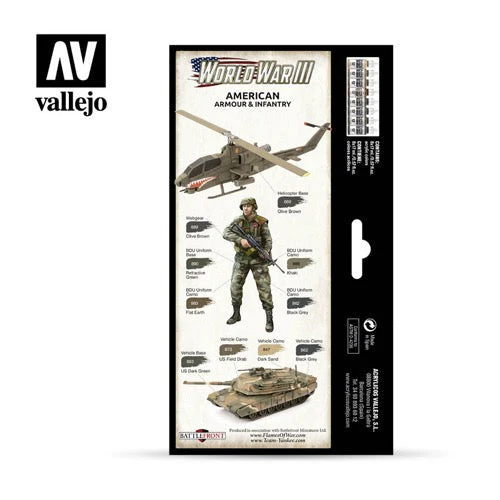 Vallejo 70220 Model Color WWIII American Armour and Infantry Acrylic 8 Color Paint Set - Image 2