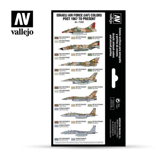 Vallejo 71203 Model Air Israeli Air Force (IAF) Colors Post 1967 to Present 8 Acrylic Paint Set - Image 2
