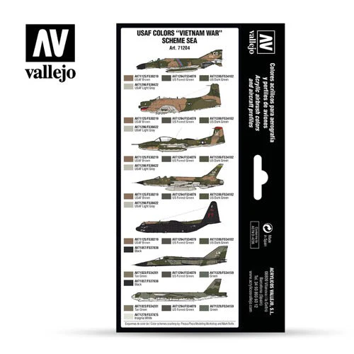 Vallejo 71204 Model Air USAF Colors Vietnam War Scheme SEA 8 Color Acrylic Airbrush Paint Set - Image 2