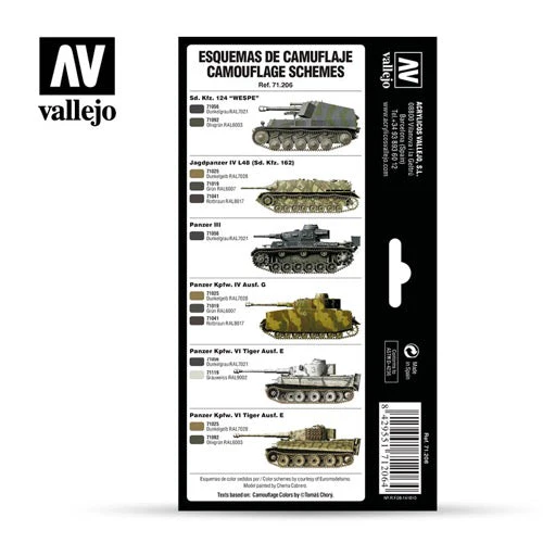 Vallejo 71206 Model Air German Colors 1940-1945 8 Color Acrylic Airbrush Paint Set - Image 2