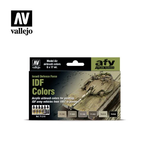 Vallejo 71210 Model Air IDF Colors Israeli Defence Force 6 Color Acrylic Paint Set