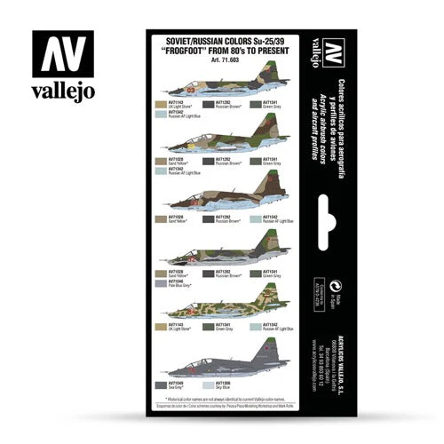 Vallejo 71603 Model Air Soviet / Russian Su-25/39 Frogfoot 80s to Present 8 Color Acrylic Paint Set - Image 2
