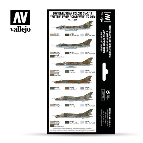 Vallejo 71604 Model Air Soviet / Russian Su-7/17 Fitter Cold War to 80s 8 Color Acrylic Paint Set - Image 2