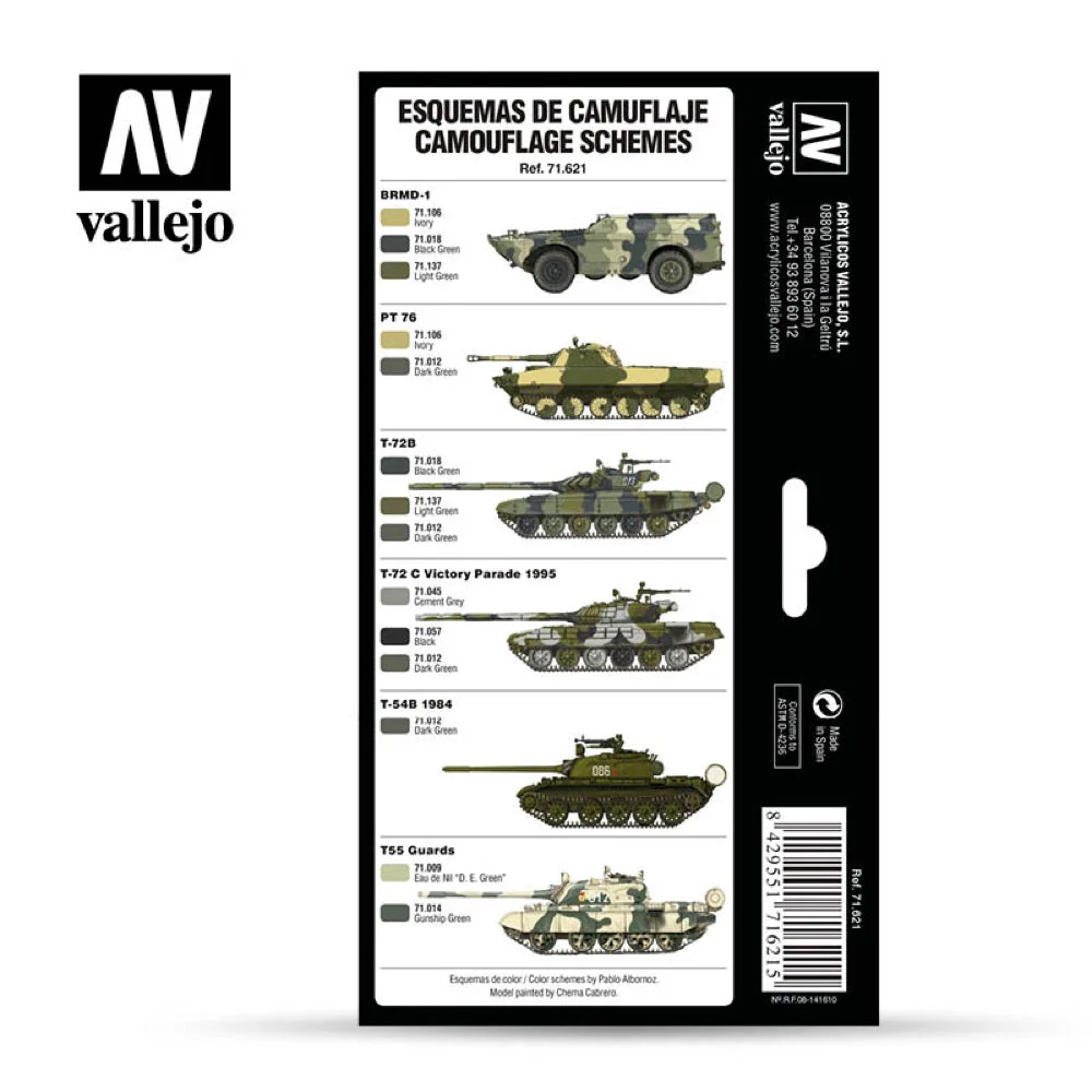 Vallejo 71621 Model Air Cold War and Modern Russian Green Patterns 8 Color Acrylic Paint Set - Image 2