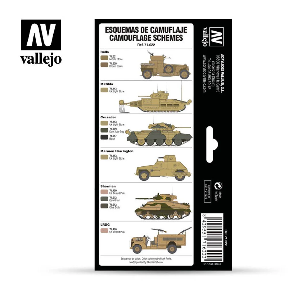 Vallejo 71622 Model Air WWII British Colors Africa 1939-1943 8 Color Acrylic Paint Set - Image 2