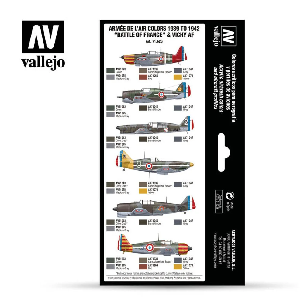 Vallejo 71626 Model Air Armee de lAir Colors 1939 to 1942 Battle of France and Vichy AF - Image 2