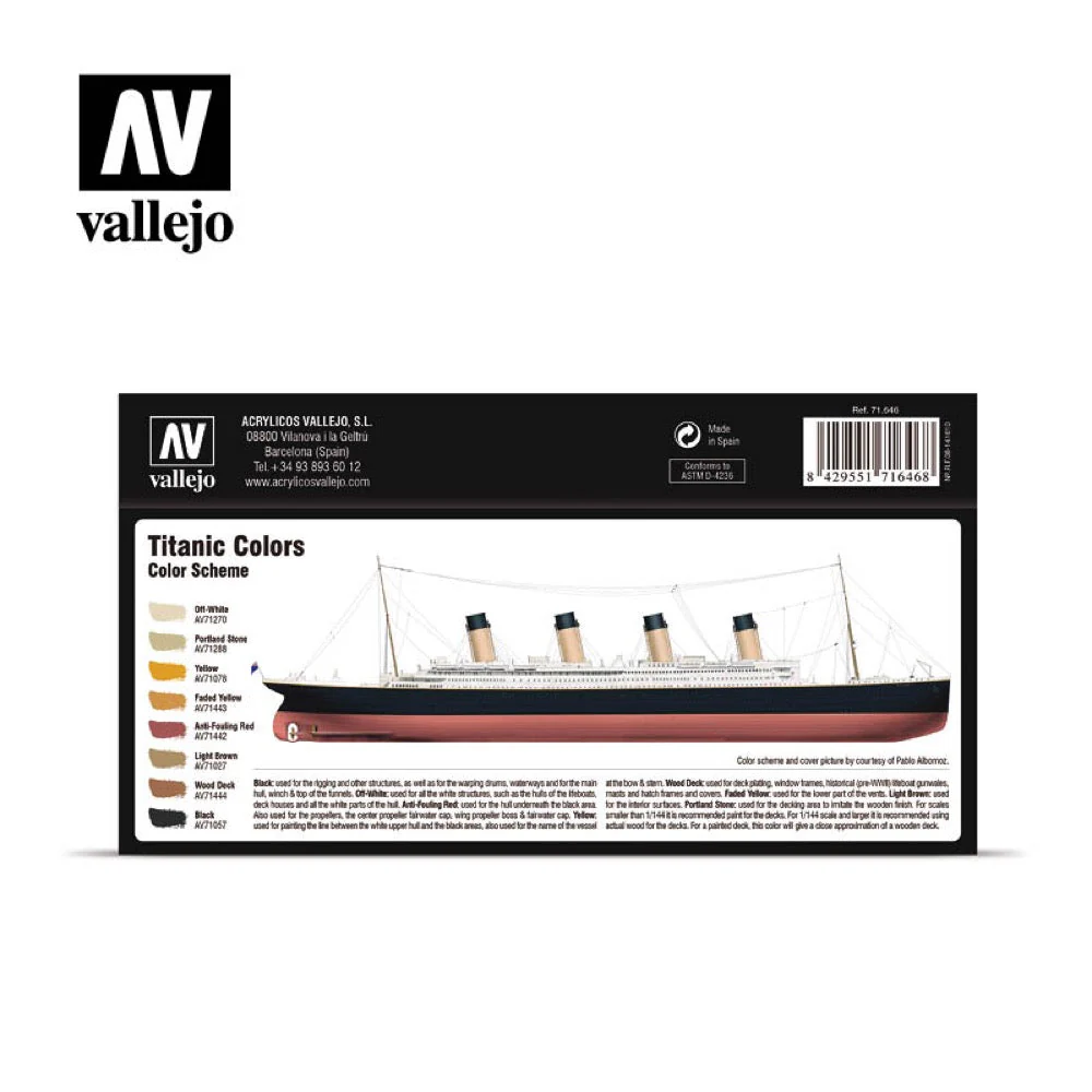 Vallejo 71646 Model Air Titanic Colors Acrylic 8 Color Paint Set - Image 2