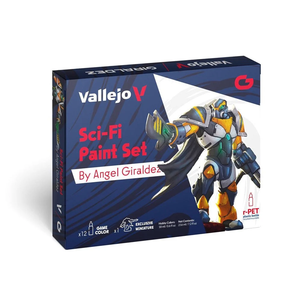Vallejo 72313 Game Color Sci-Fi Paint Set by Angel Giraldez 12 Colours with Exclusive Miniature Acrylic Paint Set