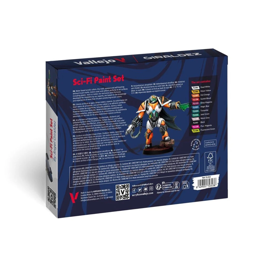 Vallejo 72313 Game Color Sci-Fi Paint Set by Angel Giraldez 12 Colours with Exclusive Miniature Acrylic Paint Set - Image 4