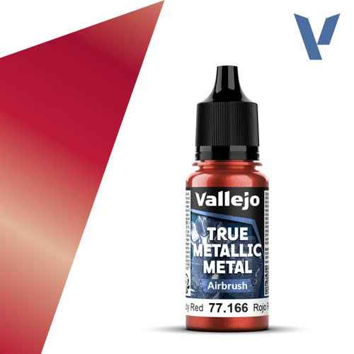 Vallejo 77166 True Metallic Metal Airbrush Ruby Red 18 ml