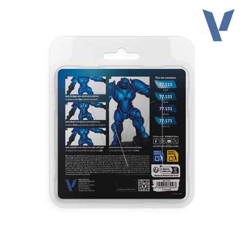 Vallejo 77256 True Metallic Metal Sapphire Blue 4 Colour Paint Set - Image 2