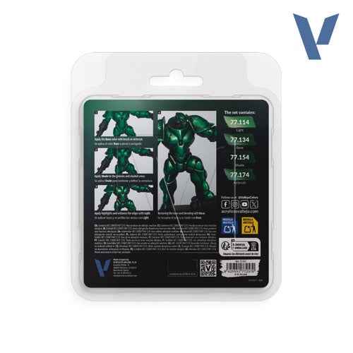 Vallejo 77257 True Metallic Metal Dusken Green 4 Colour Paint Set - Image 2