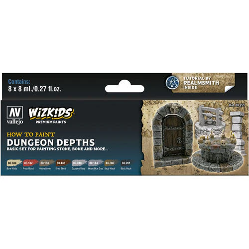 Vallejo 80251 Wizkids Premium Dungeon Depths Acrylic 8 Color Set