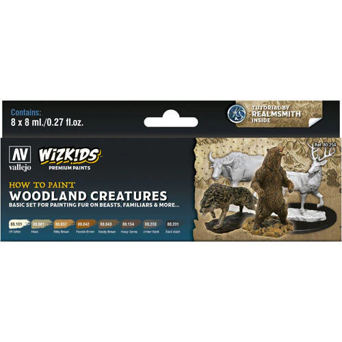 Vallejo 80254 Wizkids Premium Set Woodland Creatures Acrylic Paint Set 8 Color Set