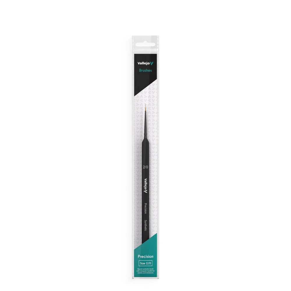 Vallejo B03020 Hobby Brushes Precision Round Synthetic Brush Triangular Handle No. 2/0