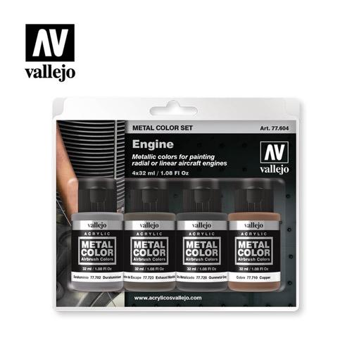 Vallejo 77604 Metal Color Engine 4 Paint Set